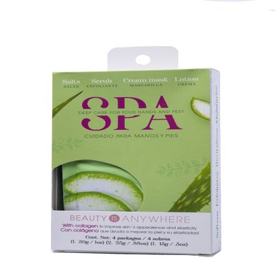 NAIL FACTORY  DEEP CARE SPA PACKAGE WITH COLLAGEN AND VITAMIN E, Softens, Exfoliates, Revitalizes and Moisturizes your skin. 60 Packages with 4 Single-Use Individual pack Aloe essence