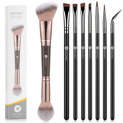 KINGMAS Foundation Makeup Brush, and Fine Angled Eyeliner Brush, Gel Eye Liner Makeup Brushes