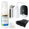Buqikma Lash Shampoo Kit Eyelash Extensions Cleaning Kit with Mini Fan Rinse Bottle & Brushes - Oil Free Lash Cluster Cleaner for Eye Lash Extension Maintenance Deep Cleansing & Personal Use, Black view 1
