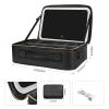14.6X 10.3Large Makeup Case Black with Lighted Up Mirror, Professional Travel Vanity Cosmetic Train Bag with LED Light, 3 Colors Light and Adjustable Brightness Makeup Case for Women Girls (Black) view 2