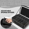 14.6X 10.3Large Makeup Case Black with Lighted Up Mirror, Professional Travel Vanity Cosmetic Train Bag with LED Light, 3 Colors Light and Adjustable Brightness Makeup Case for Women Girls (Black) view 3