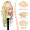 Opini Mannequin Head with Real Human Hair 80% 26 Inch Hair Mannequins to Practice on Doll Heads for Hair Styling with Clamp and Tools Cosmetology Mannequin Head #613 Blond view 2