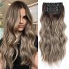 4PCS Thick Hairpieces Clip in Hair Extensions for Women Synthetic Clip in Long Wavy Hair Extension 20 Inch Double Weft Hairpieces Full Head For Women (20INCH, R6/88) view 1