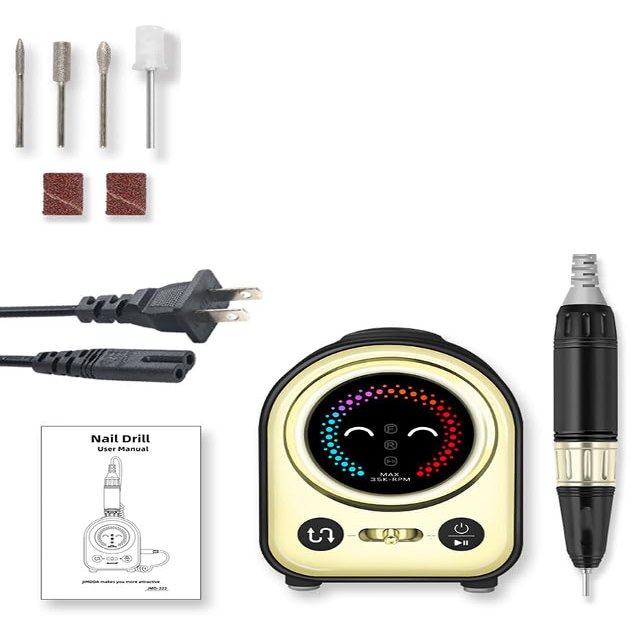 Private Salon Professional Speed Cleaning Mini Nail Drill Machine with 35000RPM Plastic 15W Golden