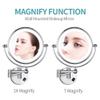 AMHIL Bathroom LED Wall Mounted Makeup Mirrors, 8 Inch Double Sided Brass Lighted Magnifying Shaving Foldable Switch Chrome (Color : Usbrechargeable, Size : 5X) view 2