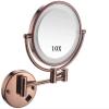 AMHIL Wall Mounted Makeup Mirror 10X Magnification, 8 Inch Double Sided Vanity Magnifying Mirror, Round Make Up Mirror 360 Rotation (Color : Rose Gold) view 1
