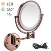 AMHIL Wall Mounted Makeup Mirror 10X Magnification, 8 Inch Double Sided Vanity Magnifying Mirror, Round Make Up Mirror 360 Rotation (Color : Rose Gold) view 2