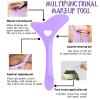 4Pcs Eyeliner Stencils Reusable Silicone Eyeliner Aid Mascara Shield Guard Eyeliner Eyelash Lipstick Eyeshadow Applicators Aid Tool Multifunctional Eye Makeup Tool for Women, BeginnersPurple view 3