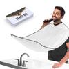 Beard Bib Apron for Men, Christmas Day Gift Beard Trimming Catcher Bib for Shaving & Hair Clippings, Waterproof Non-Stick Hair Catcher Grooming Cloth with 2 Suction Cups(White) view 1