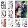18 Sheets Joker HQ Tattoos for Women Men, Halloween Suicide Squad Fake Temporary Tattoos Adult Realistic,Props Costume Masquerade Cosplay Party Accessories Face Makeup,Waterproof Non Toxic view 1