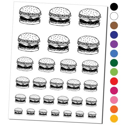 Delicious Hamburger Cheeseburger American Fast Food Temporary Tattoo Water Resistant Fake Body Art Set Collection - Light Pink (One Sheet)