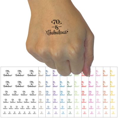 70 & Fabulous Birthday Celebration Temporary Tattoo Water Resistant Fake Body Art Set Collection - Light Pink (One Sheet)