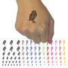 Watchful Burrowing Owl Temporary Tattoo Water Resistant Fake Body Art Set Collection - Brown (One Sheet) view 1