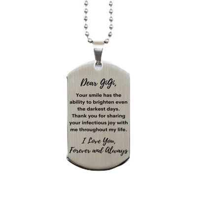 Dear GiGi, Thank You For Sharing Your Infectious Joy Silver Dog Tag, For GiGi, Valentines Birthday Gifts for GiGi, Mother's Day, Father's Day and Christmas Gifts for GiGi