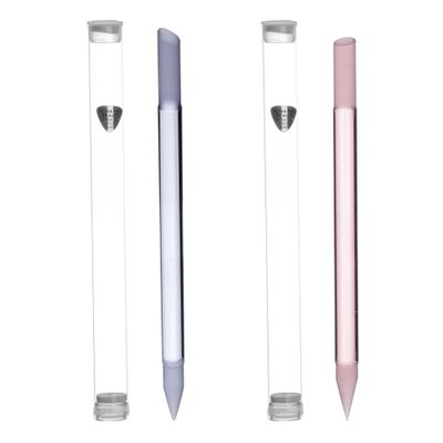 BONA FIDE BEAUTY Premium Czech Glass Cuticle Pusher Set in Pink and Blue, 2-Pieces Manicure Stick Set
