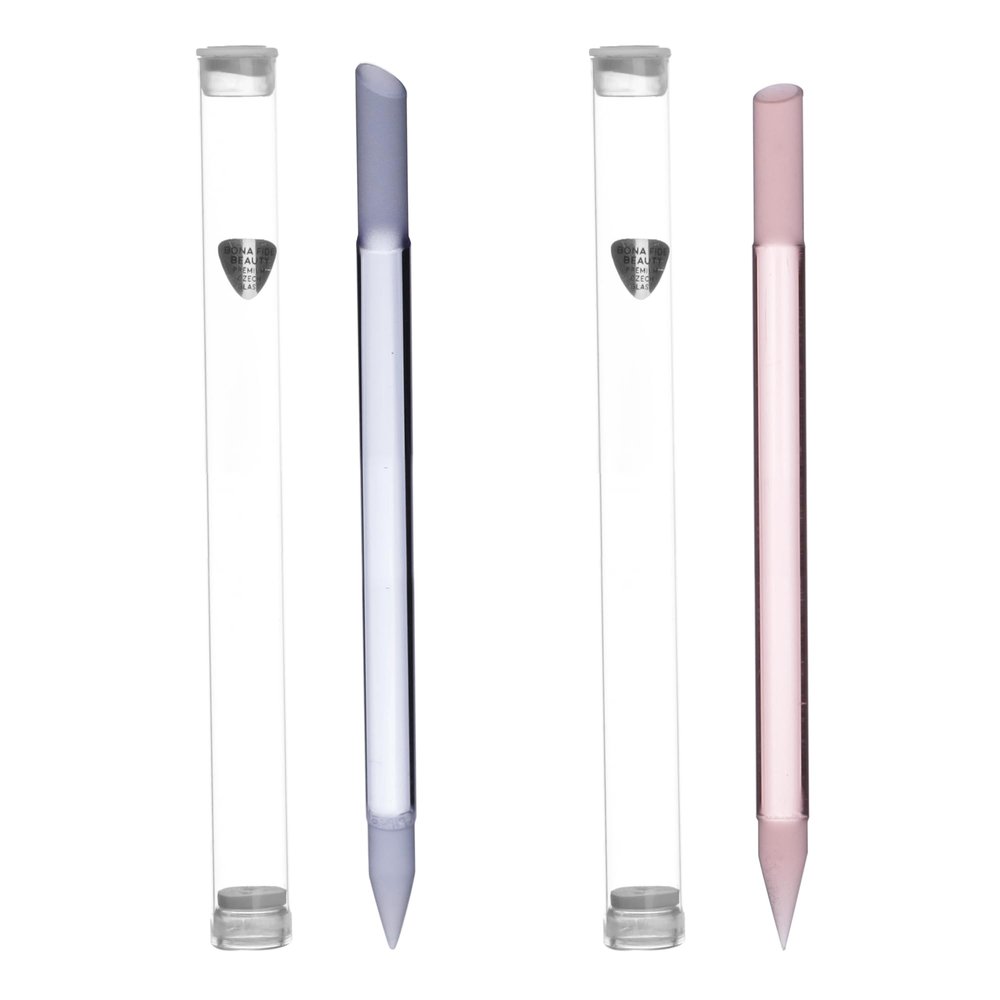 BONA FIDE BEAUTY Premium Czech Glass Cuticle Pusher Set in Pink and Blue, 2-Pieces Manicure Stick Set