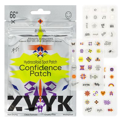ZVYK Cute Pimple Patches for Face - Tattoo Style Hydrocolloid Acne Patches (Confidence Patch) with Star Designs (66 Cute Patches) - Vegan & Cruelty-Free