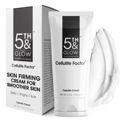 5th & Glow Cellulite Factor - Skin Tightening Cream for Body, Thighs, Legs & Butt - Skin Firming Anti-Cellulite Lotion for Smoother Skin & Stomach - 6 oz
