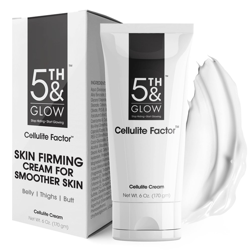 5th & Glow Cellulite Factor - Skin Tightening Cream for Body, Thighs, Legs & Butt - Skin Firming Anti-Cellulite Lotion for Smoother Skin & Stomach - 6 oz