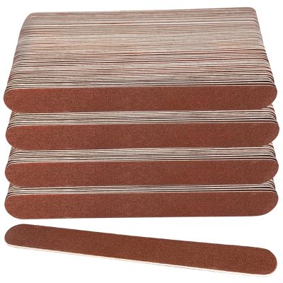 100 Pcs Wooden Nail Files, 7 Inches Emery Board Nail File for Nature Nails, Manicure Tool Set Disposable Nail File for Home Salon Brown