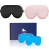 ALASKA BEAR Cooling Gel Eye Mask Weighted Silk Sleep Mask & Cotton Eyeshades Cold & Hot Compress for Pain Relief, 180g Heavy, 2 Set(Black & Pink) view 1