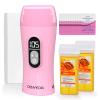 CENYEDA Digital Roll On Wax Kit,Honey Thermostatic Roller Waxing Kit for Sensitive Skin, Depilatory Soft Wax Warmer with 2 Cartridge Refill 10 Wax-removing wipes and 100pcs Wax Strips view 1