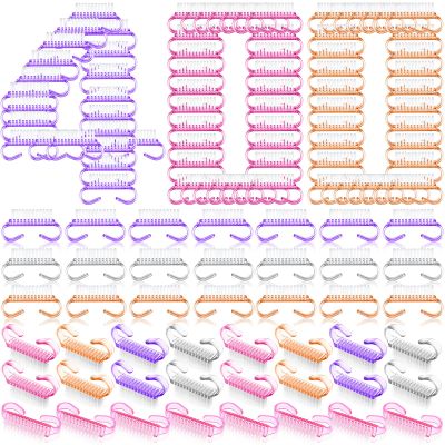 Bokon 400 Pcs Handle Grip Nail Brush Bulk Nail Scrub Brush Nail Brush for Toes and Nails Cleaner, Pedicure Scrubbing tool kit for Men and Women(Colorful)
