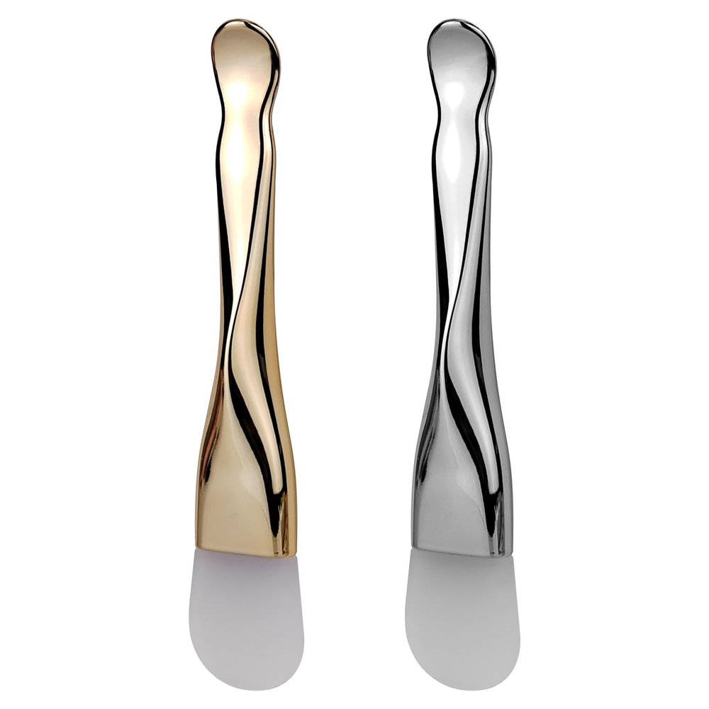 Silicone Face Mask Applicator 2 Packs Dual End Exfoliating Silicone Face Scrubber Soft Makeup Beauty Brush Tools for Clay, Cream, Gel, and Mud Facial Masks (Gold&Silver)