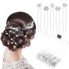 48 Pack 5 Styles Wedding Bridal Hair Pins Hair Accessories Gift, Prom Pearl Rhinestone Hair Pins Crystal Flower Hair Clips Hair Jewelry for Brides Women view 2