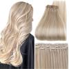 Full Shine Blonde Clip in Hair Extensions Highlights Human Hair Clip in Extensions Ash Blonde Mix Bleach Blonde view 1