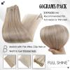 Full Shine Blonde Clip in Hair Extensions Highlights Human Hair Clip in Extensions Ash Blonde Mix Bleach Blonde view 4