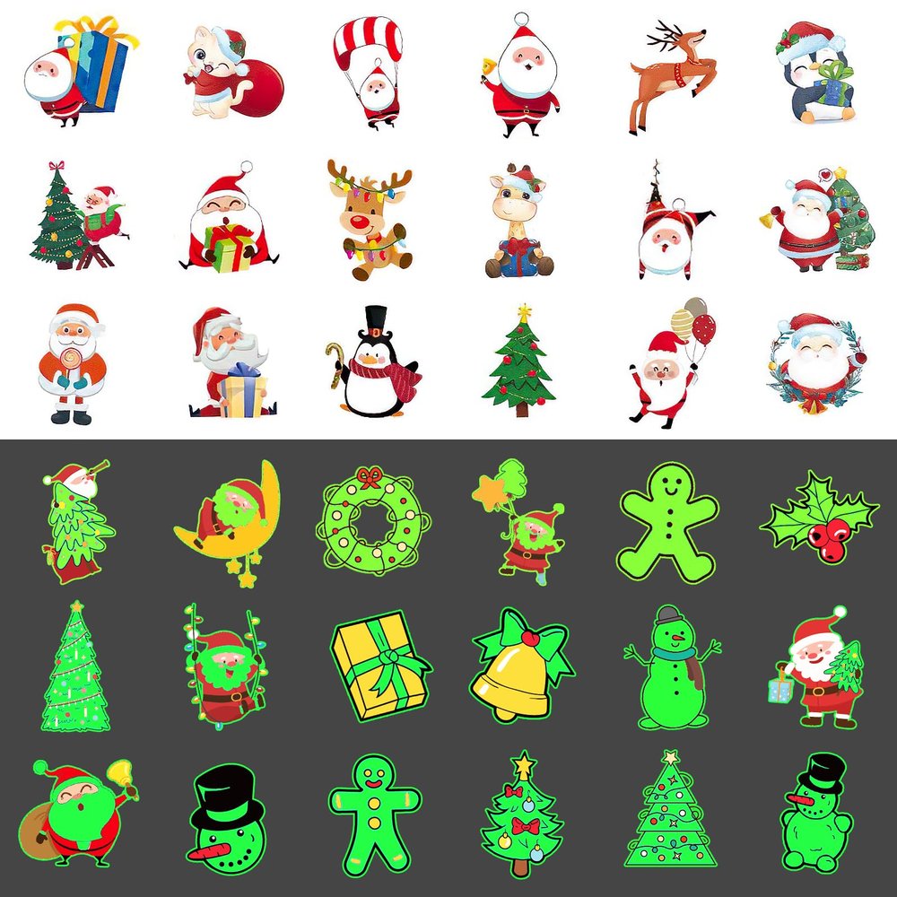 216 Styles Christmas Party Favors, 20 Sheets Christmas Decoration Christmas Luminous Tattoos Temporary, Glitter Tattoos Christmas Treats Christmas Party Favors Stocking Stuffers for Kids, Teenage Girl
