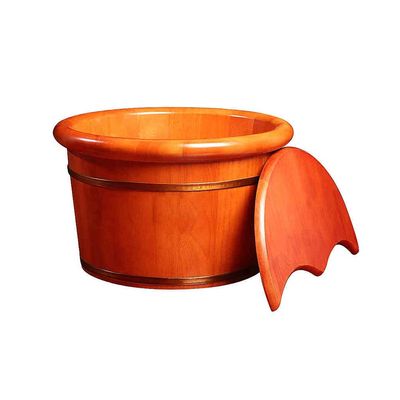 Katzowen Foot Soak Oak Foot Bath Barrel, 25cm High Solid Wood Footbath Household Wooden Foot Tub Smooth and Delicate Pedicure Barrels with Lid Foot Spa Household Wash Ba