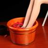 Katzowen Foot Soak Oak Foot Bath Barrel, 25cm High Solid Wood Footbath Household Wooden Foot Tub Smooth and Delicate Pedicure Barrels with Lid Foot Spa Household Wash Ba view 3