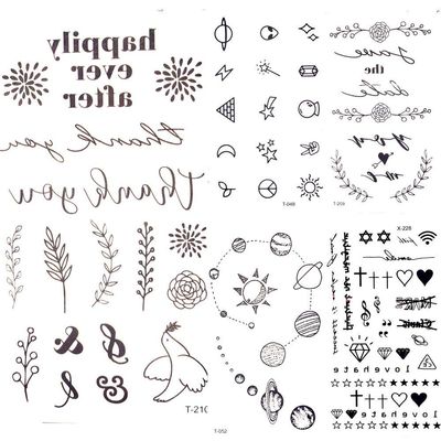 25 Desgin Cool Letter Temporary Leaves Tattoo Branch Flower Waterproof Tattoo Women Body Arm Art Finger Tatto Stickers Men Hand
