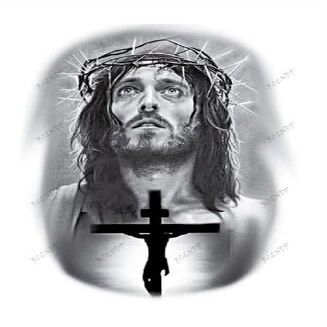Waterproof Temporary Tattoo Sticker Jesus Black Cross Flash Tatoo Tatto Arm Leg Back Body Art For Women Men
