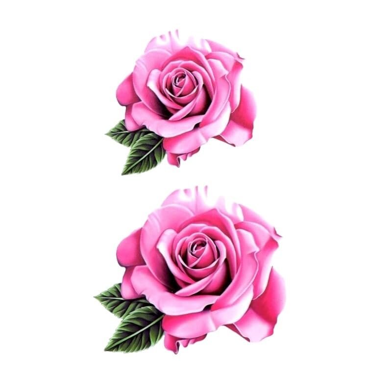 Pink Rose Waterproof Temporary Tattoos Men Flower Temporary Body Arts Flash Tattoo Tatouage Temporaire Henna Tatoo Sticker