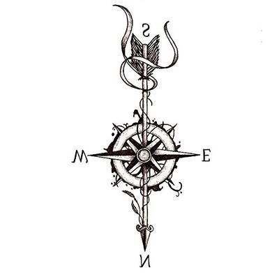 3Pcs Compass Arrow Waterproof Temporary Tattoo Sticker Tatoo Tatouage Temporaire Tattoo Body Art Henna Tattoos Stickers