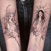 2Pcs Evil Girls Tattoo Stickers For Men Women Arm Waist Temporary Tattos Dark Rose Lady Waterproof Tatoos view 1