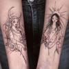 2Pcs Evil Girls Tattoo Stickers For Men Women Arm Waist Temporary Tattos Dark Rose Lady Waterproof Tatoos view 2