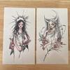 2Pcs Evil Girls Tattoo Stickers For Men Women Arm Waist Temporary Tattos Dark Rose Lady Waterproof Tatoos view 3