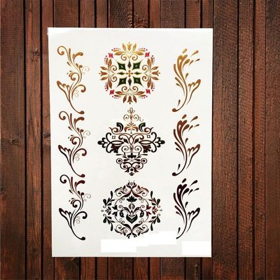 1Pc New Waterproof Henna Gold Metallic Tattoo Flower Arm Decal Temporary Tattoo Sticker Women Neck Shoulder Tatoo Jewelry Ayh087