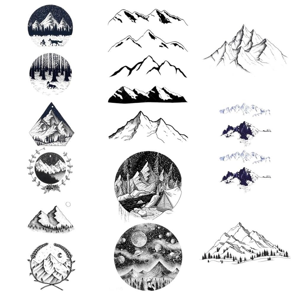 10.5X6Cm Women Tattoo Stickers Pentagram Peak Men Temporary Tattoo Grove Body Art Painting Waterproof Tatto Black Interstellar