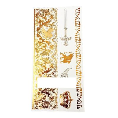 1Pc Wreath Design Gold Henna Temporary Tattoo Women Sexy Body Art Arm Sleeve Jewelry Stickers Aglh022 Flash Metallic Tattoo