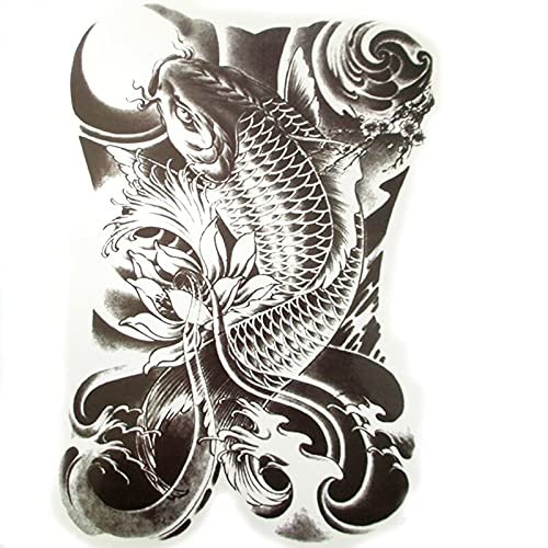 34X48Cm Large Carp Full Back Tattoos Men And Women Big Fish Waterproof Temporary Tattoo Stickers Tattoo