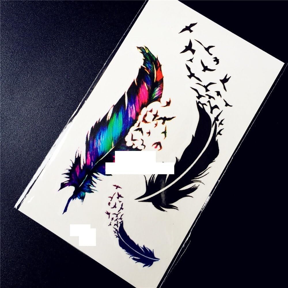 1Pc Glitter Flying Birds Angel Feather Designs Temporary Tattoo Body Art Arm Neck Tatoo Stickers Haq-143 Women Fashion Tattoos