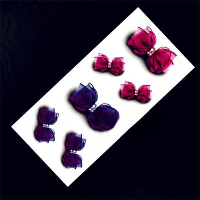 1Pc Fashion 3D Bow Waterproof Temporary Tattoo Removable Body Art H3D-20 Dark Red Blue Silk Bowknot For Women Kids Men