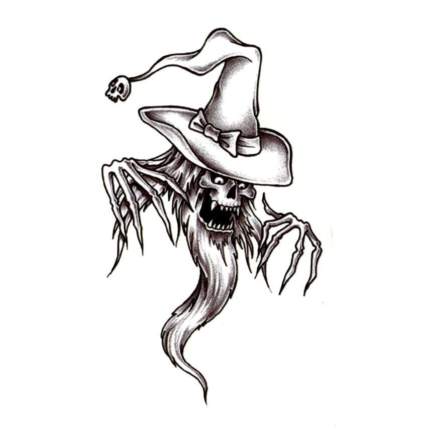 20Pcs Christmas Ghost Waterproof Temporary Tattoos Men Horror Shaman Flash Tattoo Sticker Tatuaje Sleeve Tatoo