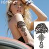 1Pc Sexy Lace White Large Flower Henna Temporary Tattoo Black Mehndi Style Waterproof Tattoo Sticker view 3