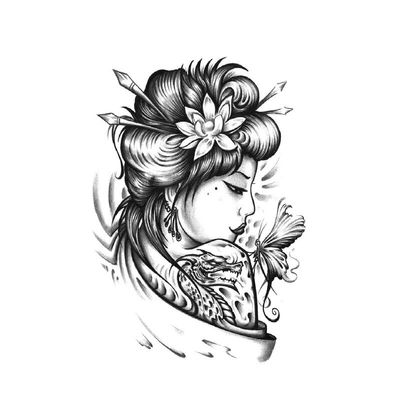 16 Styles Ghost Girl Temporary Tattoo Stickers Flower Girl Henna Tatoo Men Girl Art Flash Body Transfer Tattoo Sticker